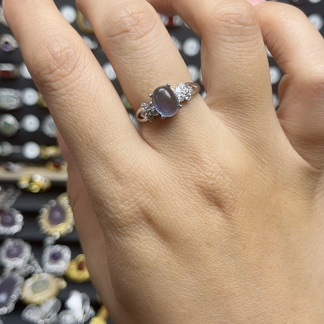 海蓝宝石戒圈银S925镶嵌西*.