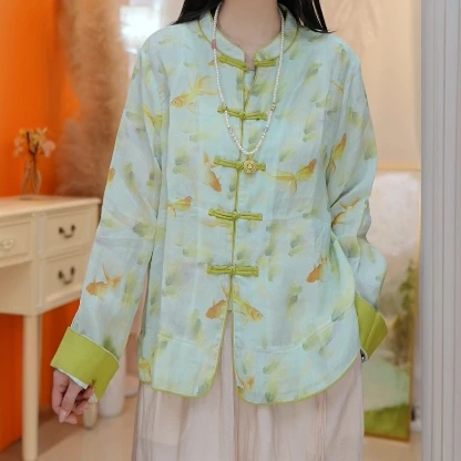【夏款159号】新中式女装新款盘扣苎麻刺绣上衣