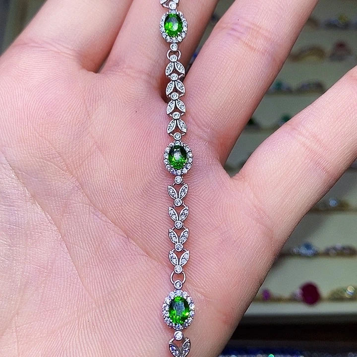 手链透辉石银S925镶嵌刘*团