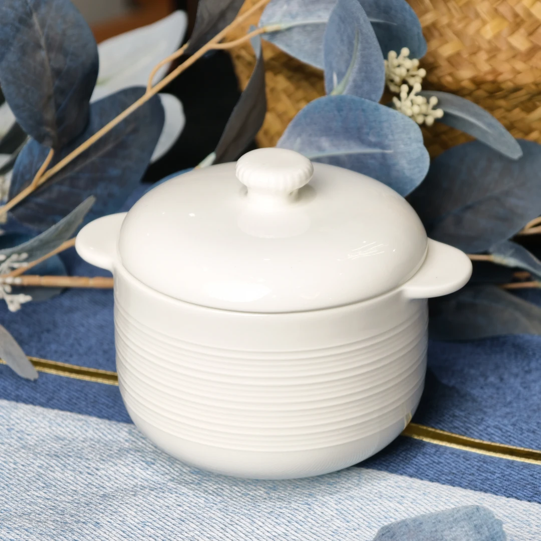 一方瓷器纯白陶瓷新骨瓷隔水炖盅双耳带盖家用燕窝蒸蛋炖汤罐汤盅