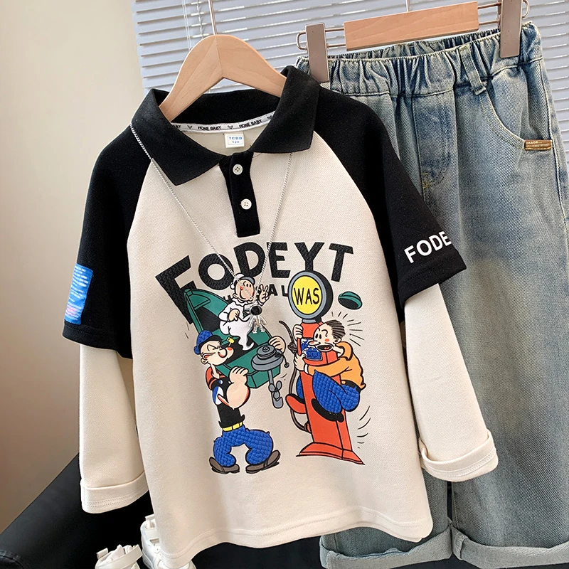 儿童装男童春装POLO衫卫衣2025新款春秋款中大童男孩春季洋气上衣