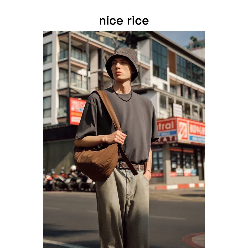 nice rice好饭 25夏季新品200G水洗感全棉大廓形短袖t恤NHX02080