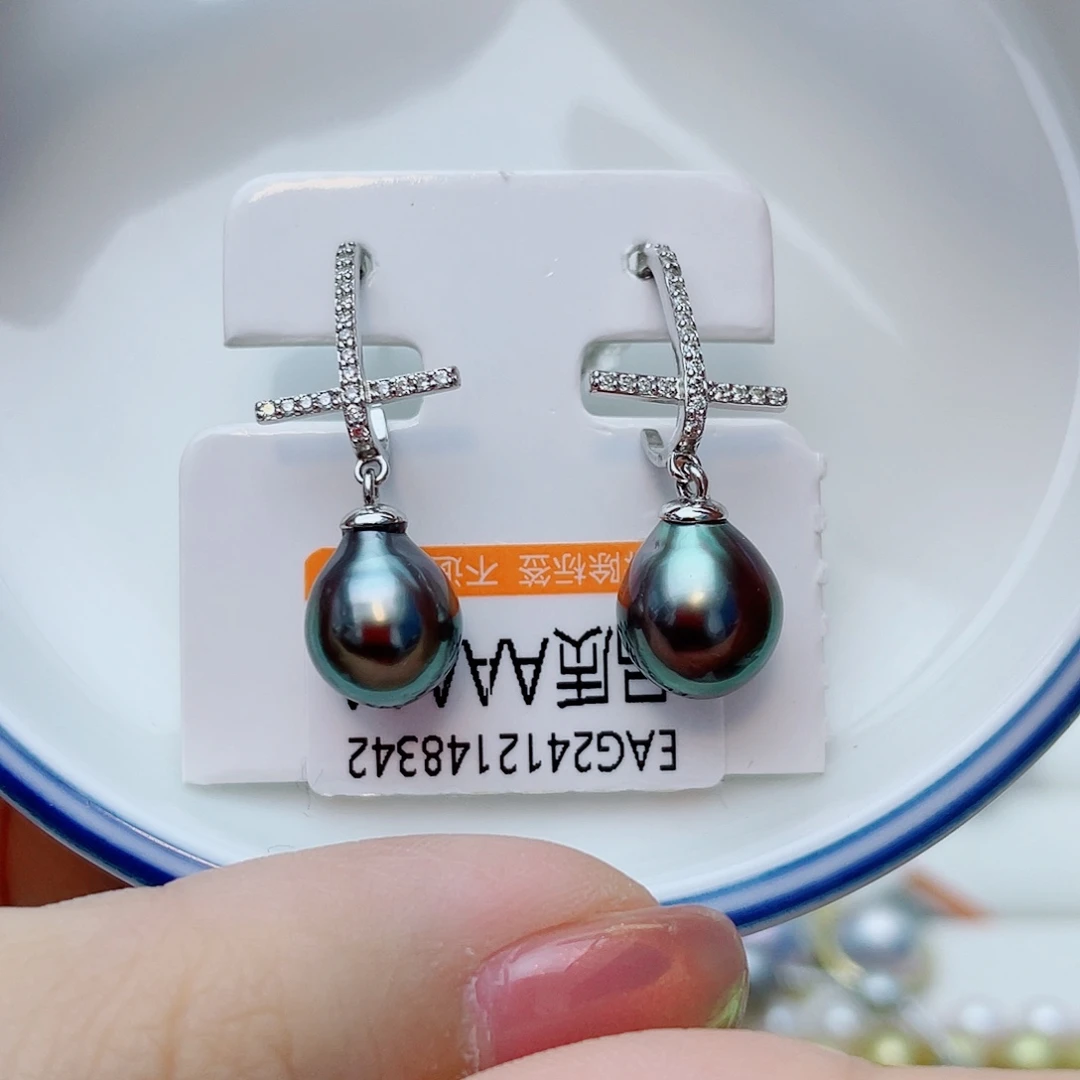 银S925镶嵌海水珍珠耳饰w60