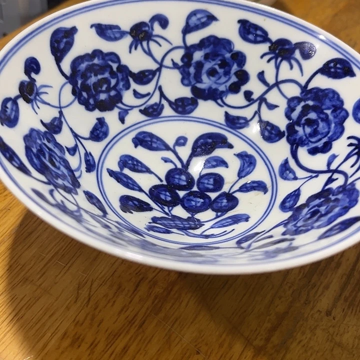 天***久摆件青花瓜果斗笠碗