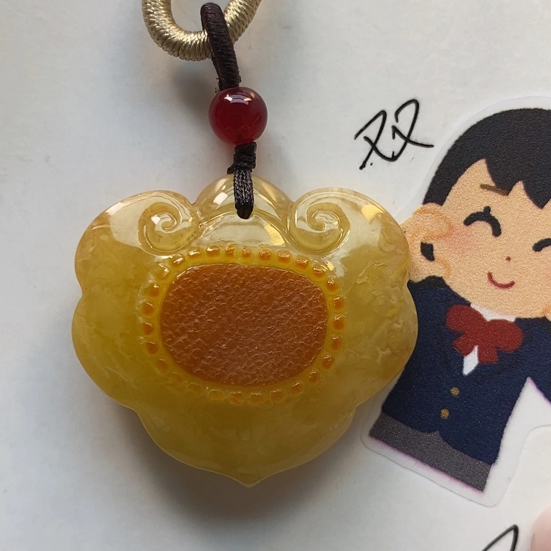 定制琥珀未镶嵌如意锁