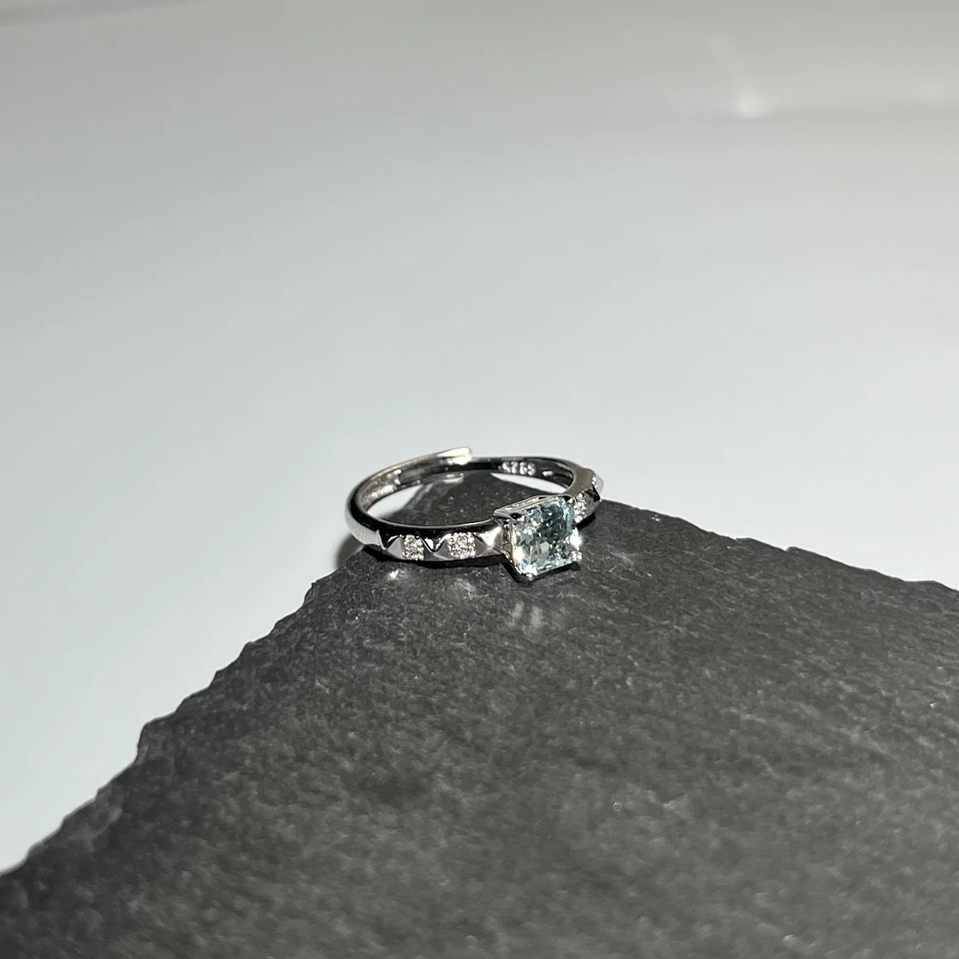 s925刻面海蓝宝戒指 KT24072520