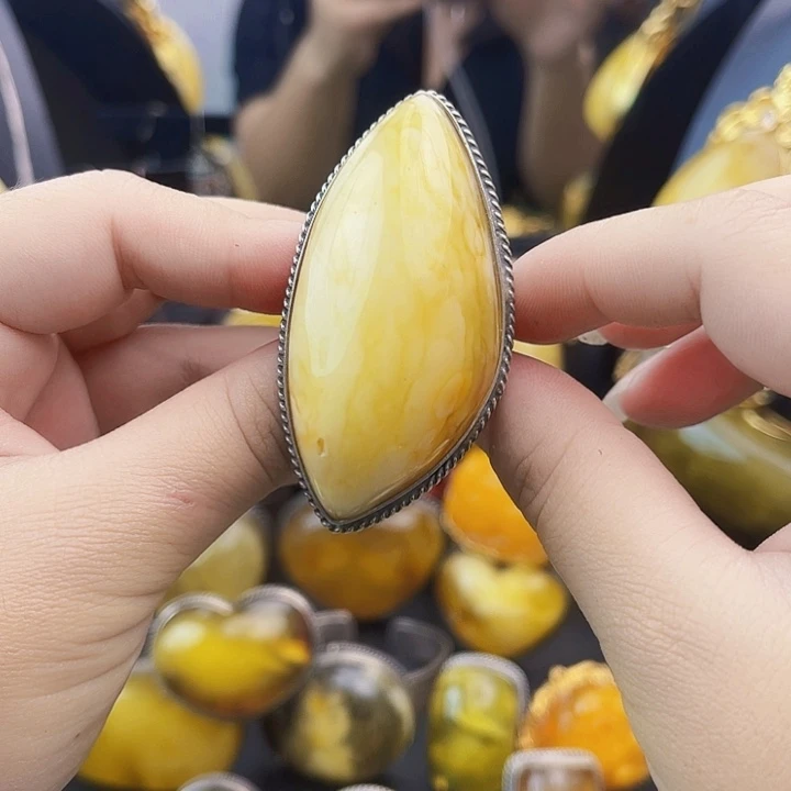 琥珀银S925镶嵌裸石