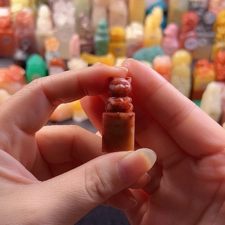 老挝石印石手工定制1.5厘米，猫咪，包刻字