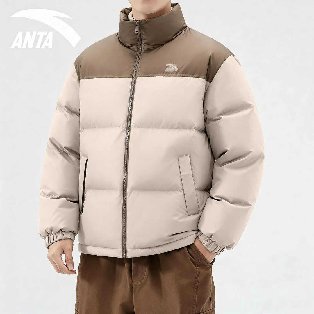 安踏羽绒服男士2025冬季新款鸭绒保暖短款棉服王一博同款面包服男