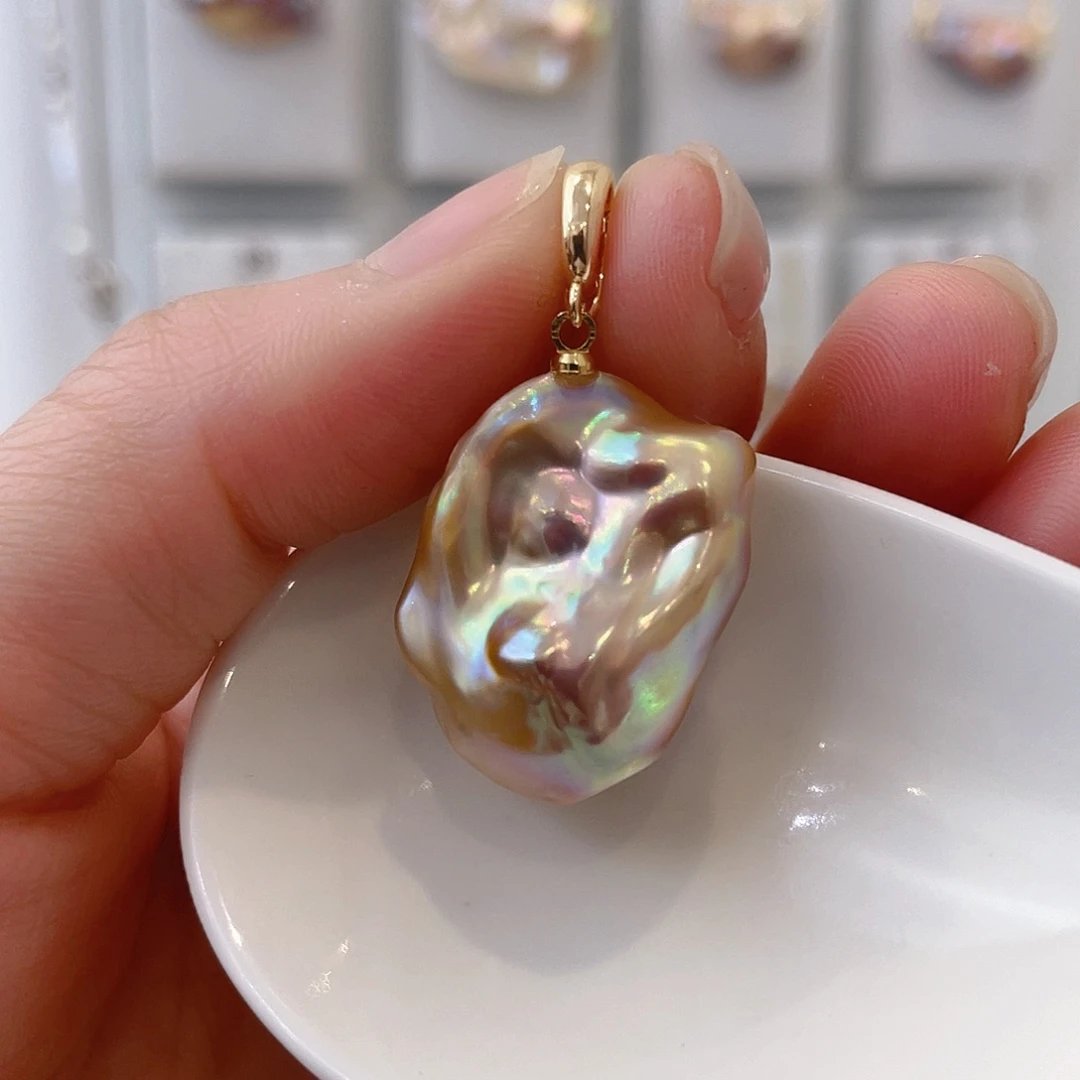 淡水珍珠颈饰银S925镀金镶嵌