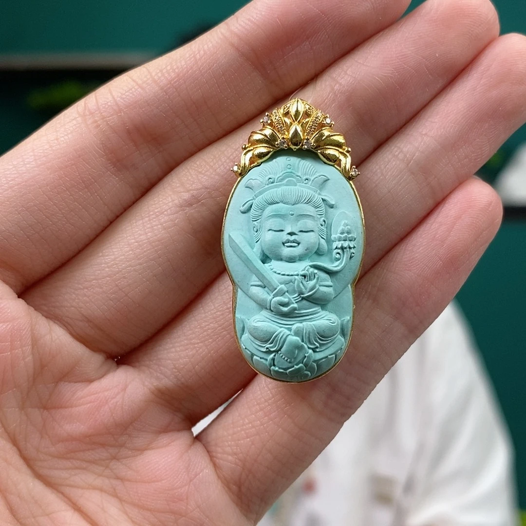 18K金镶嵌绿松石珠宝奇石