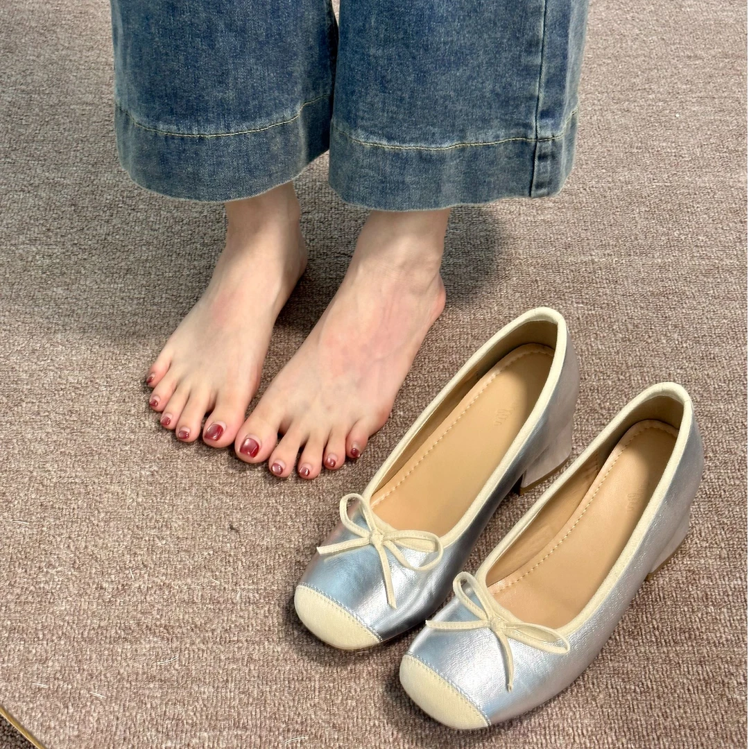 法式复古银色玛丽珍鞋女春款7cm隐形增高通勤百搭软底显高单鞋女