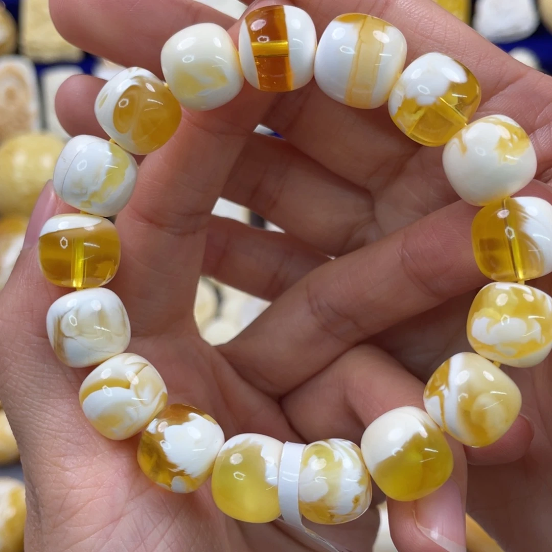蜜蜡裸石未镶嵌琥珀蜜蜡手串卡13mm