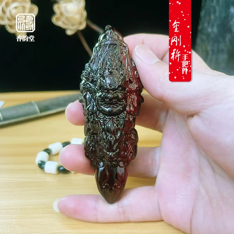 高档紫檀木手把件金刚杵盘玩包浆手工精雕老料雕刻车载挂件