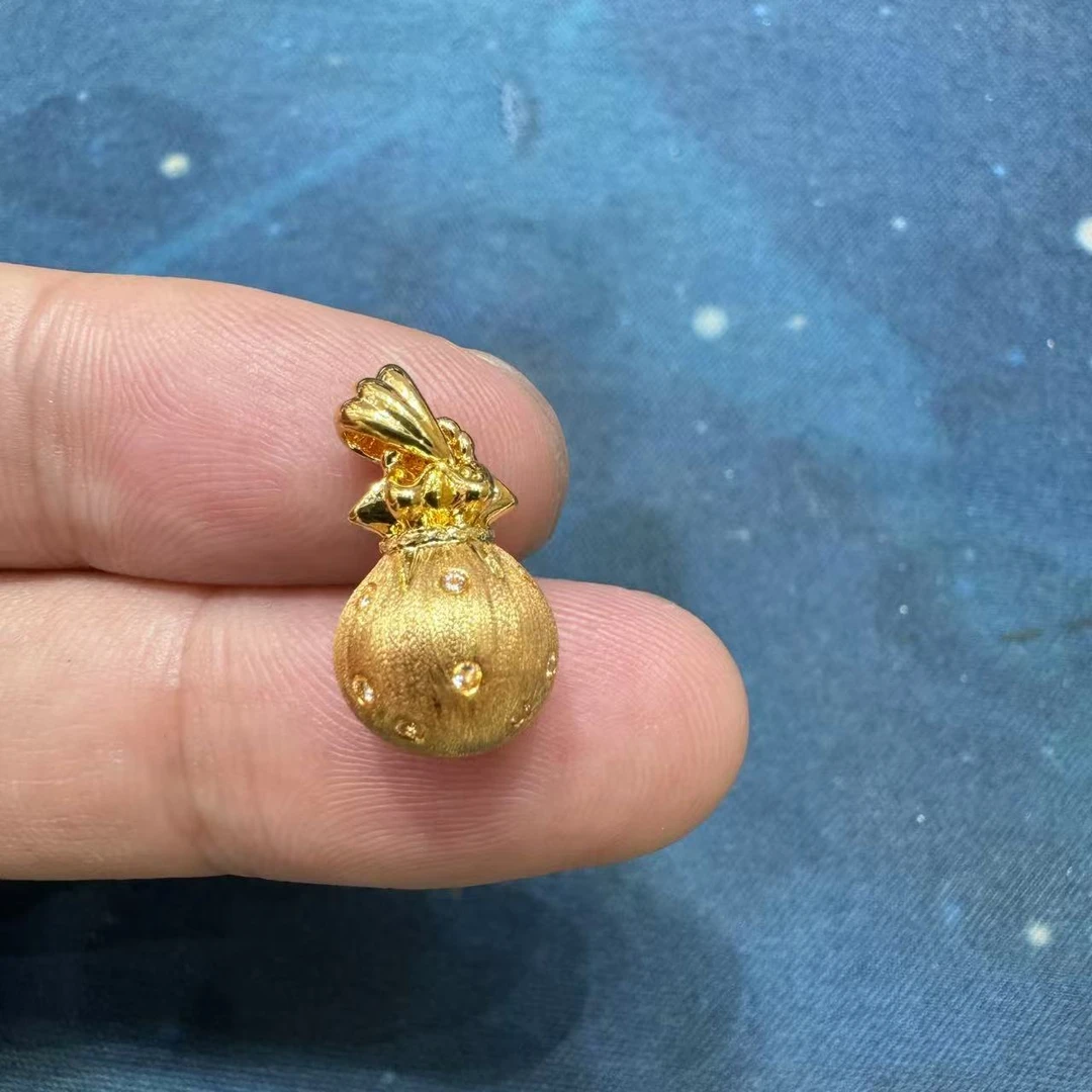 【SG】足金莫桑拉丝福包福袋吊坠赠链