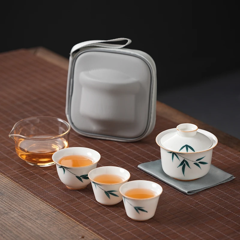 草木灰户外旅行茶具悬停盖碗茶杯便携包套装车载露营便携泡茶器具