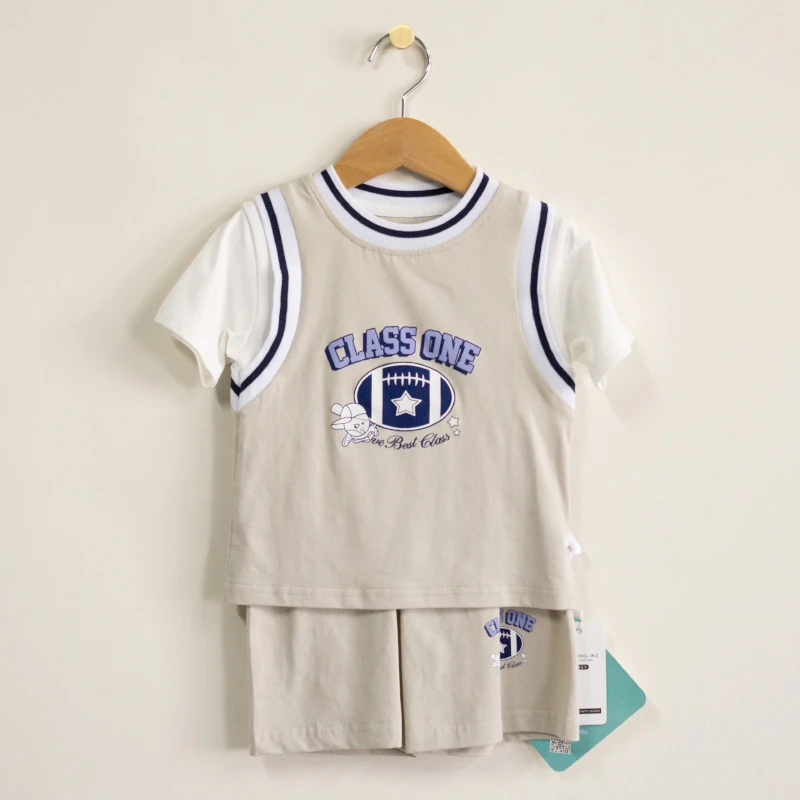 沐童王子75667米灰-棒球服套装-