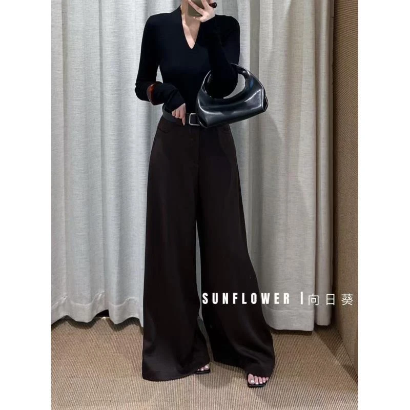 8301号3662#秋冬加绒纯色气质百搭显瘦阔腿休闲裤（预）