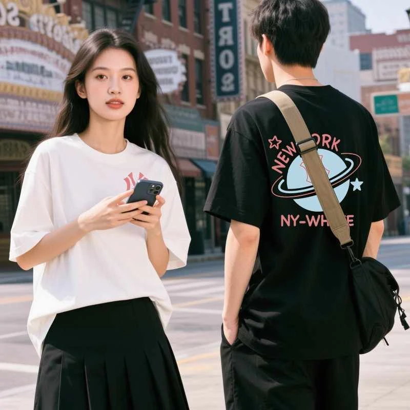 A32纯棉新疆长绒棉夏季短袖男女休闲透气圆领印花纯棉-彩色球