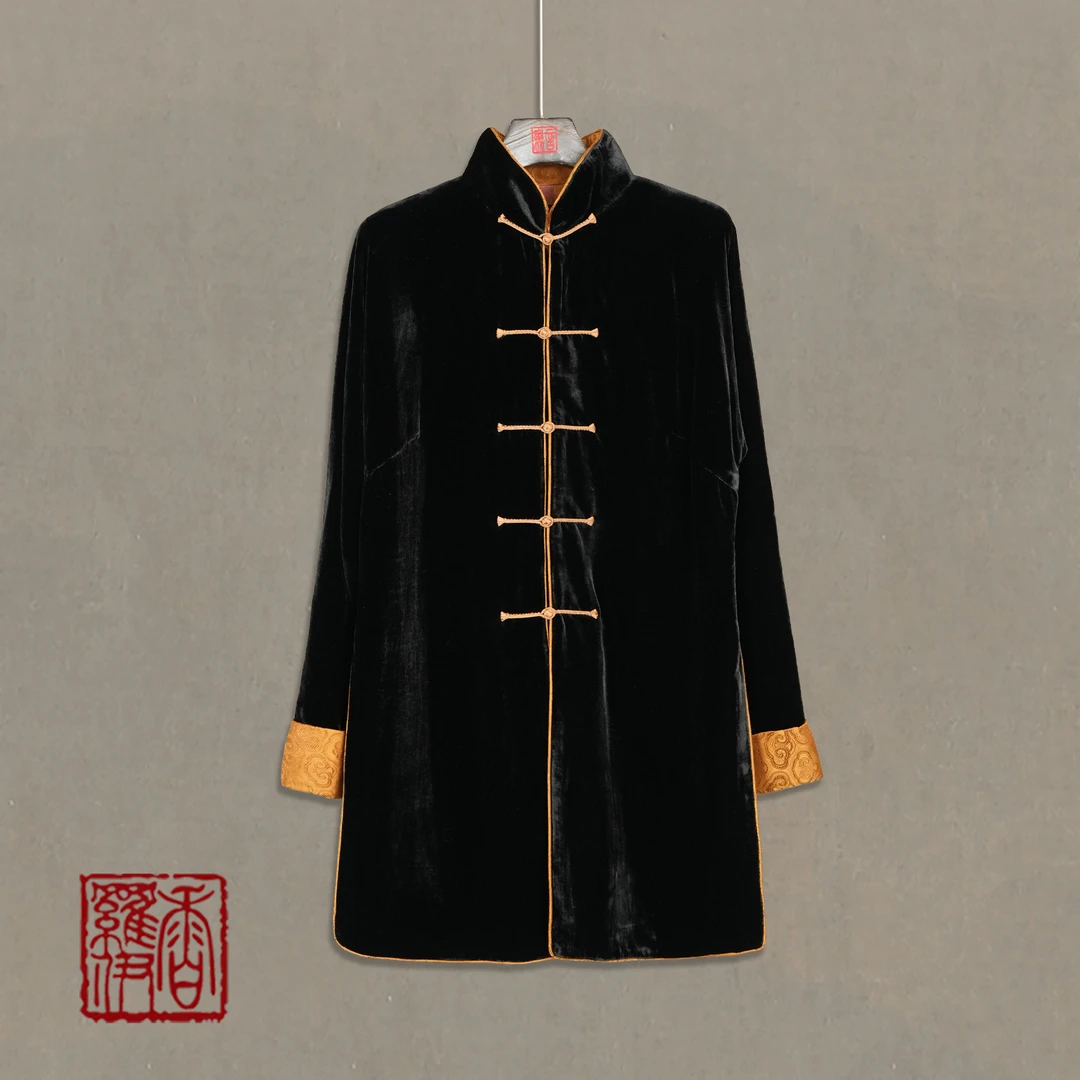 香罗伊【墨丝绒】传统复古提花上衣