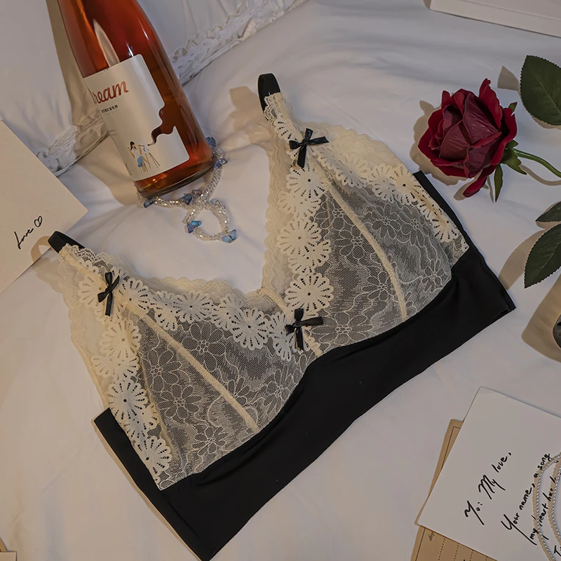语萱娜【90-200】法式蕾丝性感聚拢固定杯大码内衣女AXMB010时尚