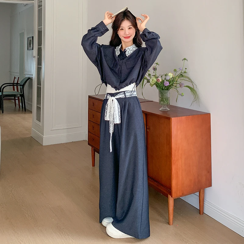 学院风减龄大方得体穿搭短外套阔腿裤两件套2025年新款超好看套装