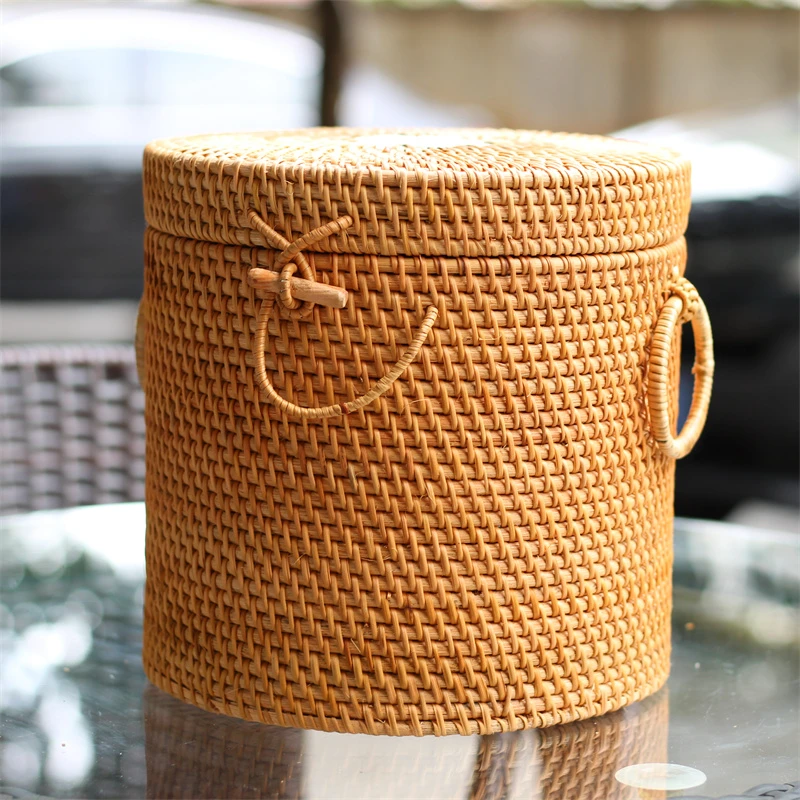 创意茶道手提包装盒收纳盒编织茶叶罐七子茶饼罐家用保温密封便携