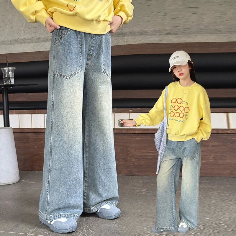 厂家直销原创设计2025春季新款阔腿牛仔裤