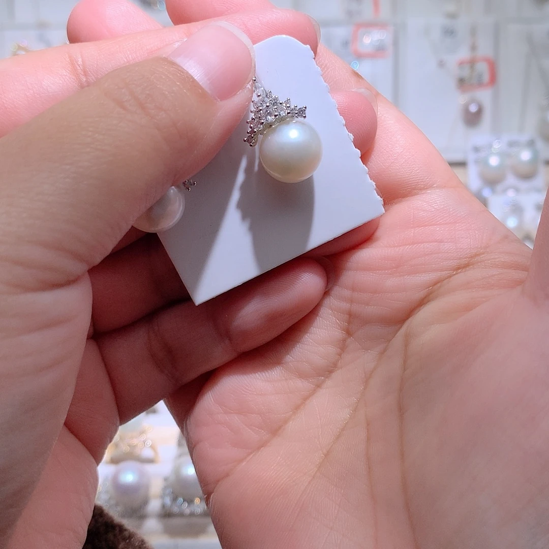 耳饰淡水珍珠银S925镶嵌CC11+