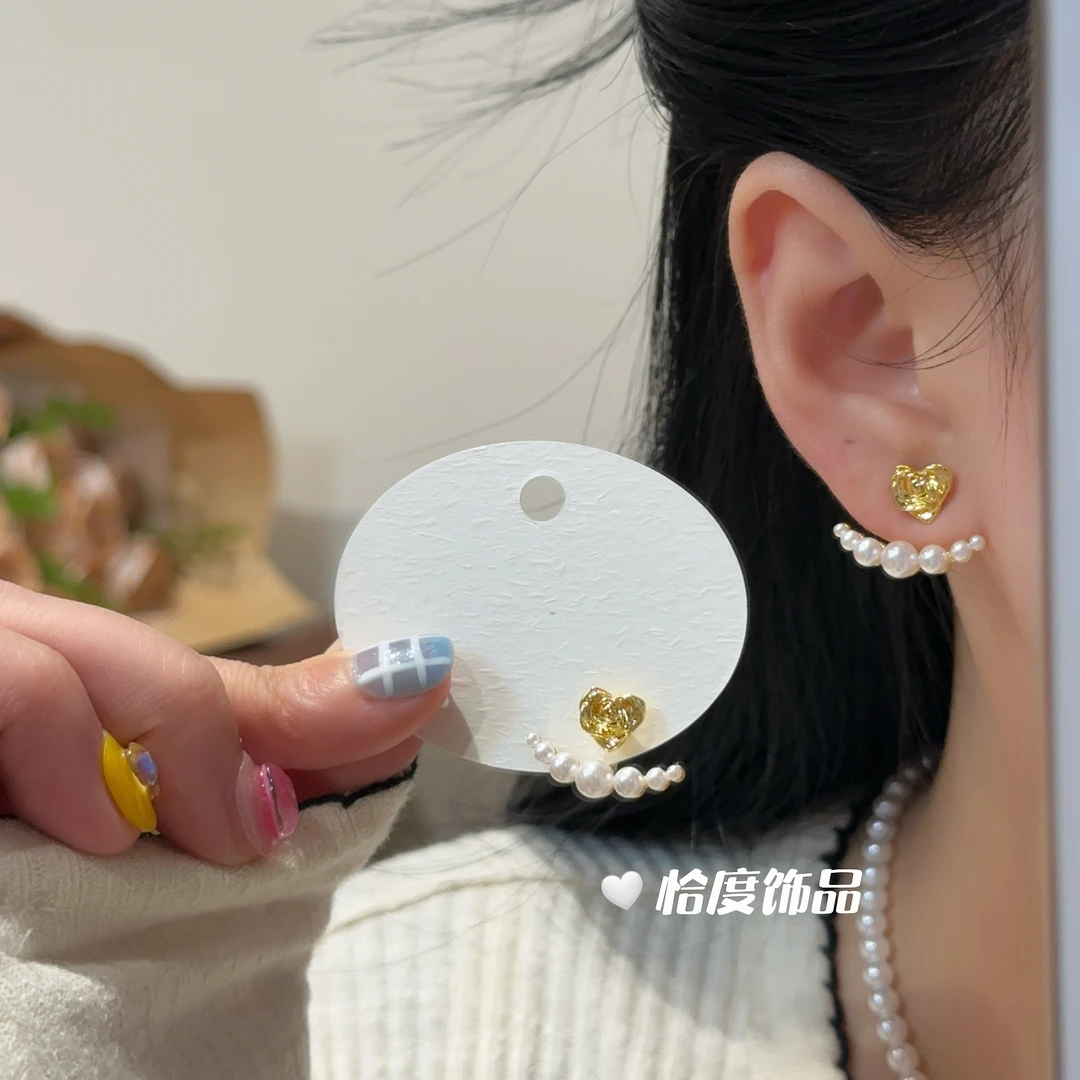 【恰度】弧型珠珠花朵耳钉女轻奢高级感耳饰