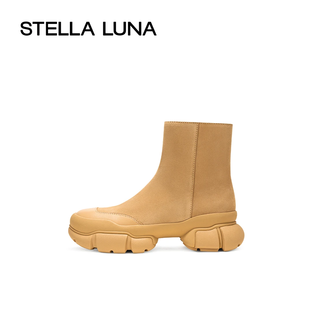 STELLA LUNA女鞋官方秋季时尚百搭SOLE CUBE系列 潮流厚底短靴