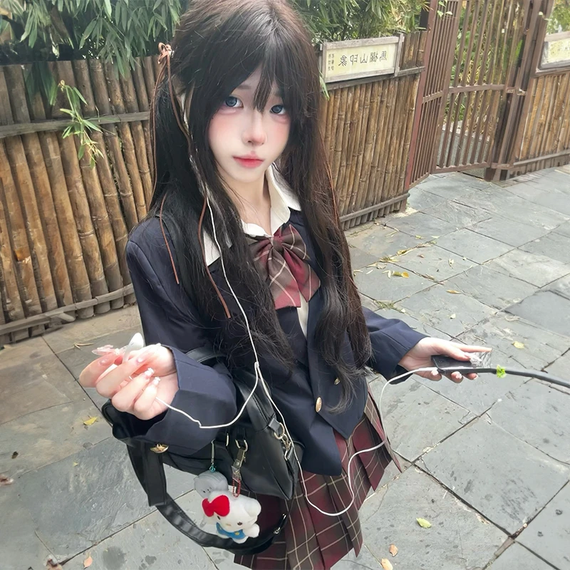 甜嗑原创正版校供感西装jk制服女秋冬季套装学院风学生叠穿外套