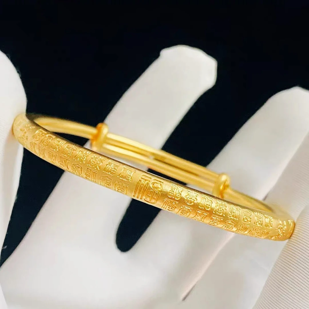 铜合金手镯 传承百富妈妈经典金色手镯时尚饰品镯子实心不掉色