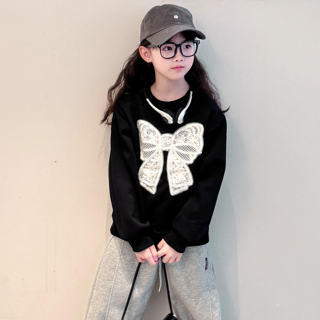 女童套装2025新款小女孩春秋洋气黑色卫衣儿童休闲香蕉卫裤两件套