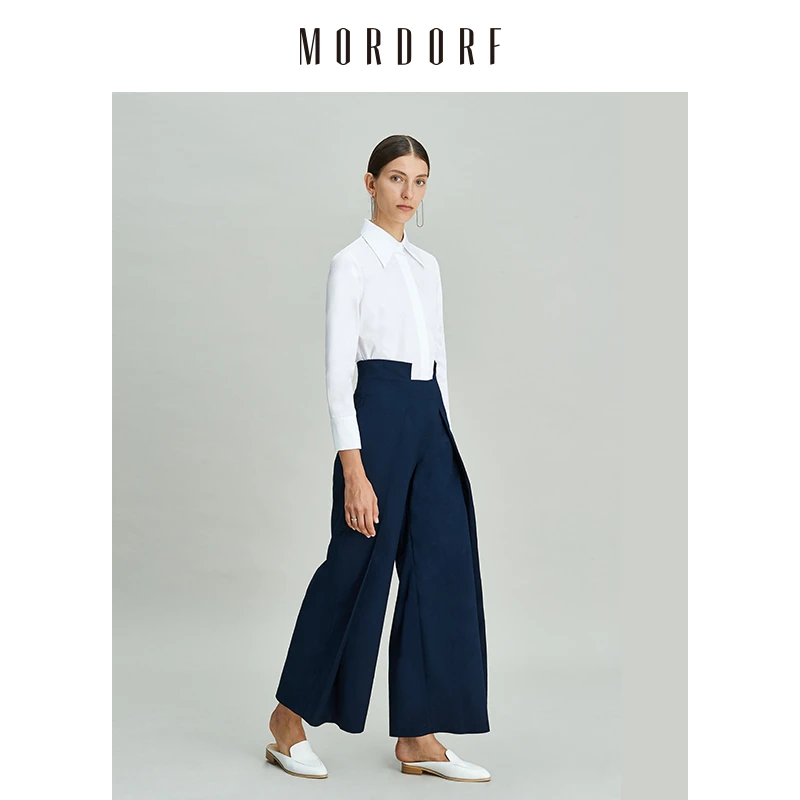 MORDORF休闲宽松百搭长裤女不规则设计感通勤高腰裤新款