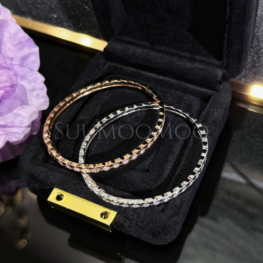 铜合金合成锆石手镯 【V金】法式时尚交叉满钻手镯