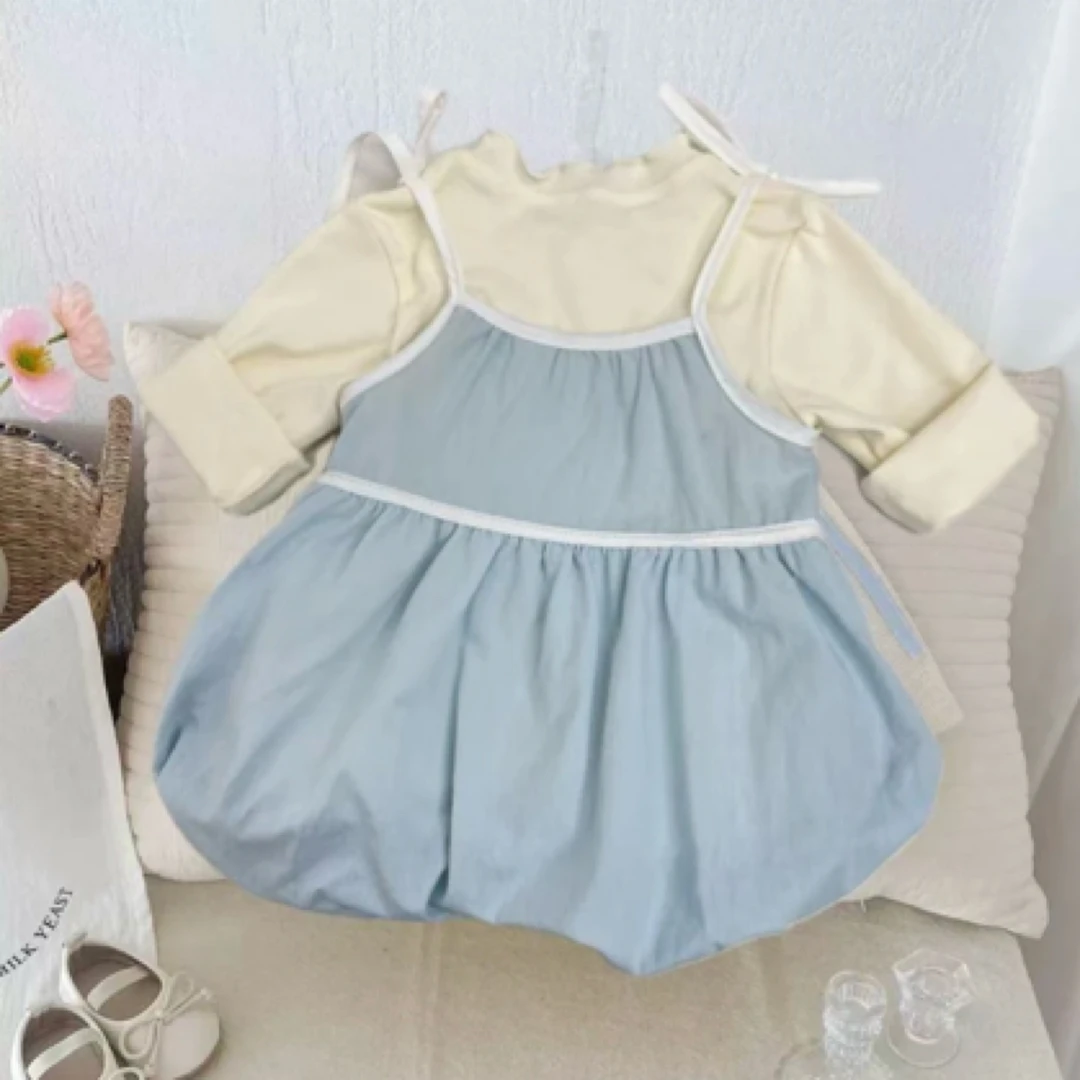 【两件套】韩系婴儿夏款洋气马卡龙色哈衣包屁衣女宝宝夏装外出服