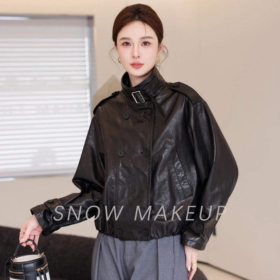 岭悦推荐韩版夹克外套2025秋冬季新款短款气质立领酷帅宽松显瘦夹