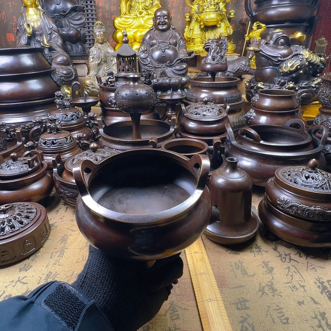 10公分口径巧耳炉元宝炉家用铜香炉供香炉