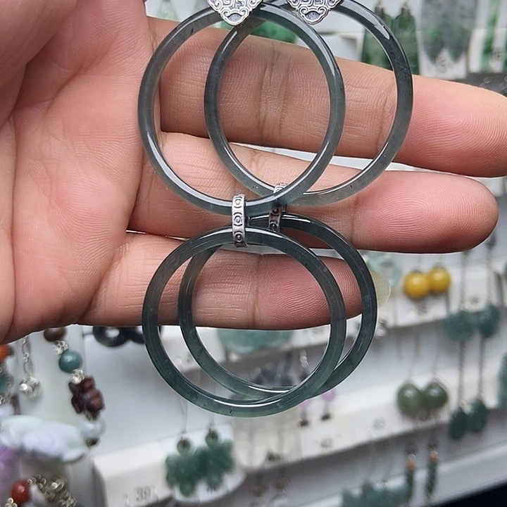 滴***答银S925镶嵌翡翠耳饰品质珠宝