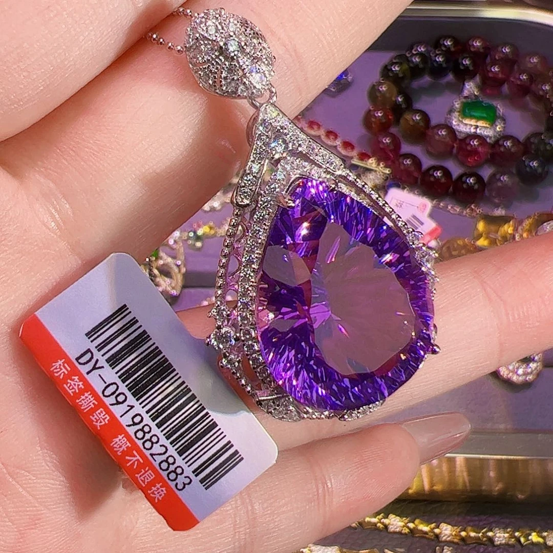 紫晶紫水晶银S925镶嵌铁*