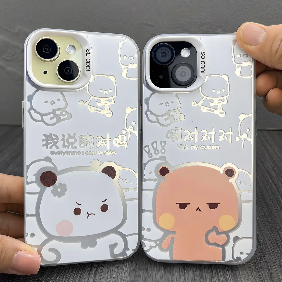 一二布布镂空彩银手机壳适用苹果16promax情侣小米15电镀华为镭射