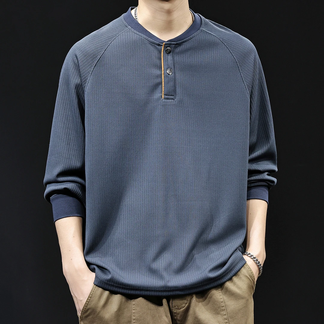 U&PURA高端竖条纹肌理感2025新款男士卫衣春秋潮牌宽松大码休闲