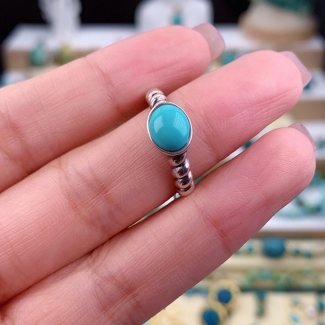 绿松石银S925镶嵌戒指