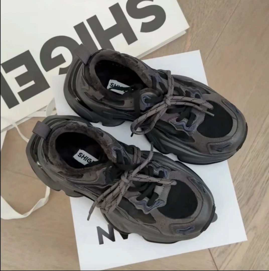 诗歌兰2025新款老爹鞋拼接冬季平跟时尚休闲鞋潮流运动鞋休闲女鞋