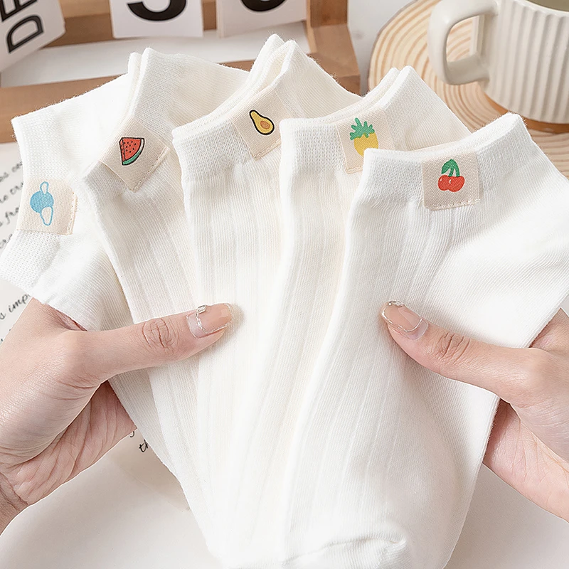 梦格俪白色袜子女短袜春夏季薄款防臭吸汗ins潮百搭浅口女士船袜