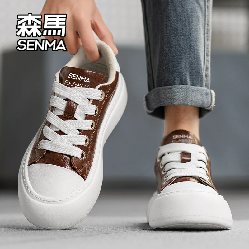 SENMA/森马休闲板鞋男款2025冬季新款百搭厚底增高百搭高级感男鞋