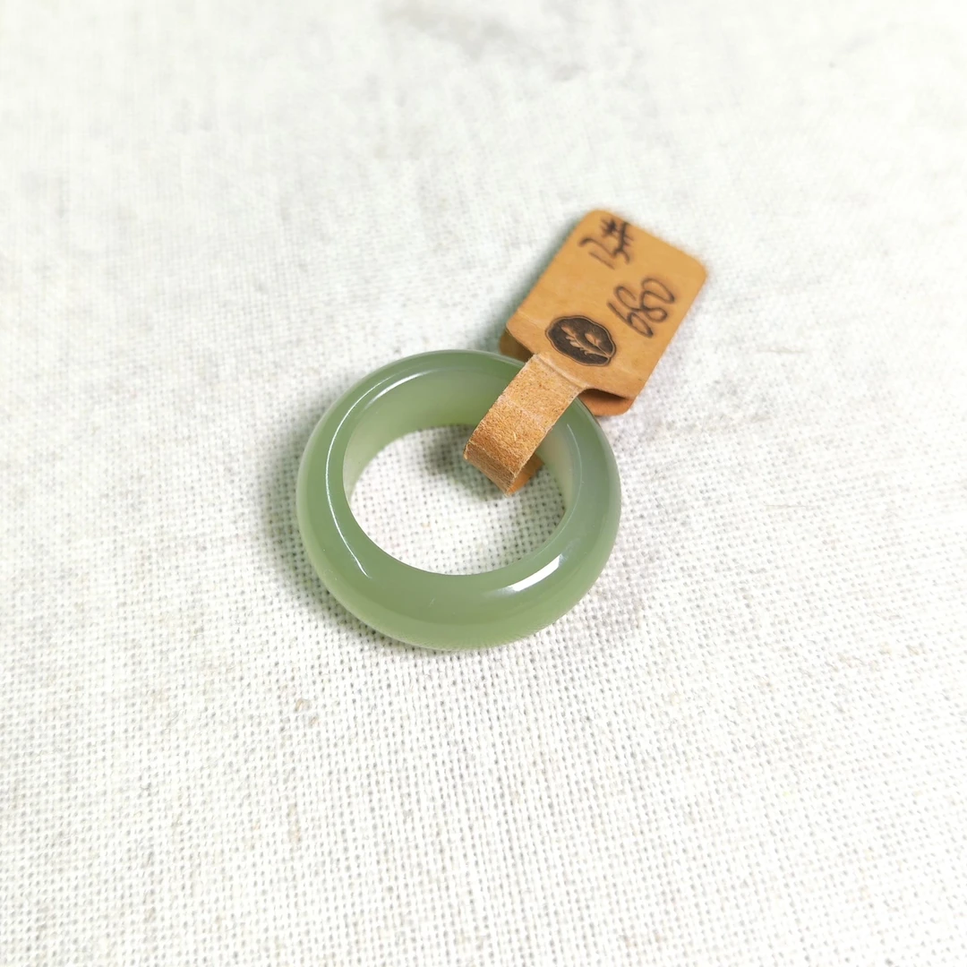 和田玉青海料冰晴戒指