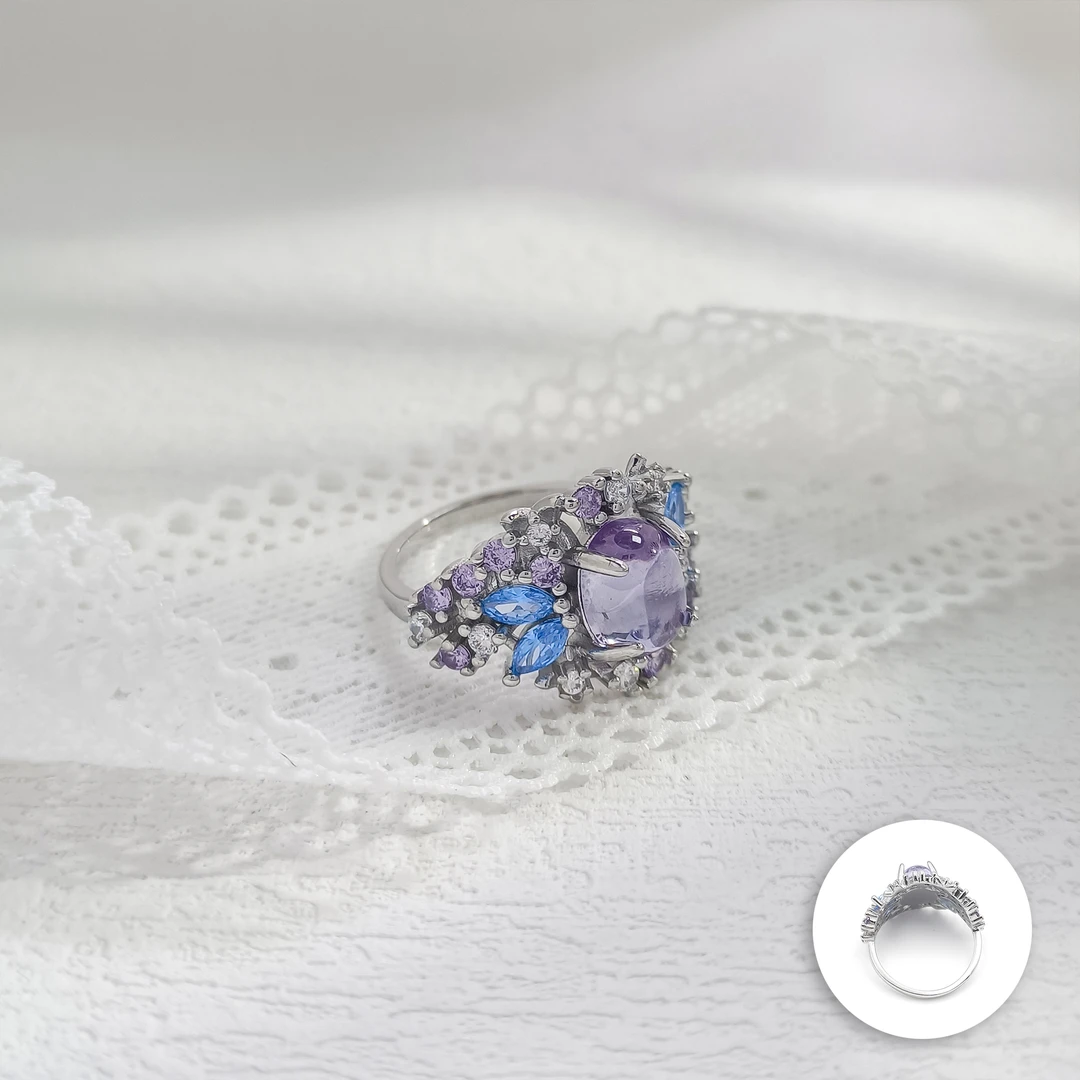 铜合金合成锆石戒指 WJH-006569【星海繁华】戒指轻奢时尚精致简约