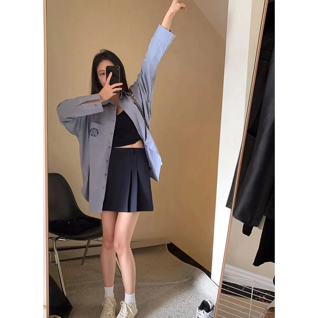 徐秋阳  夏日限定  百褶半身裙时尚简约夏季新款带安全内衬3679